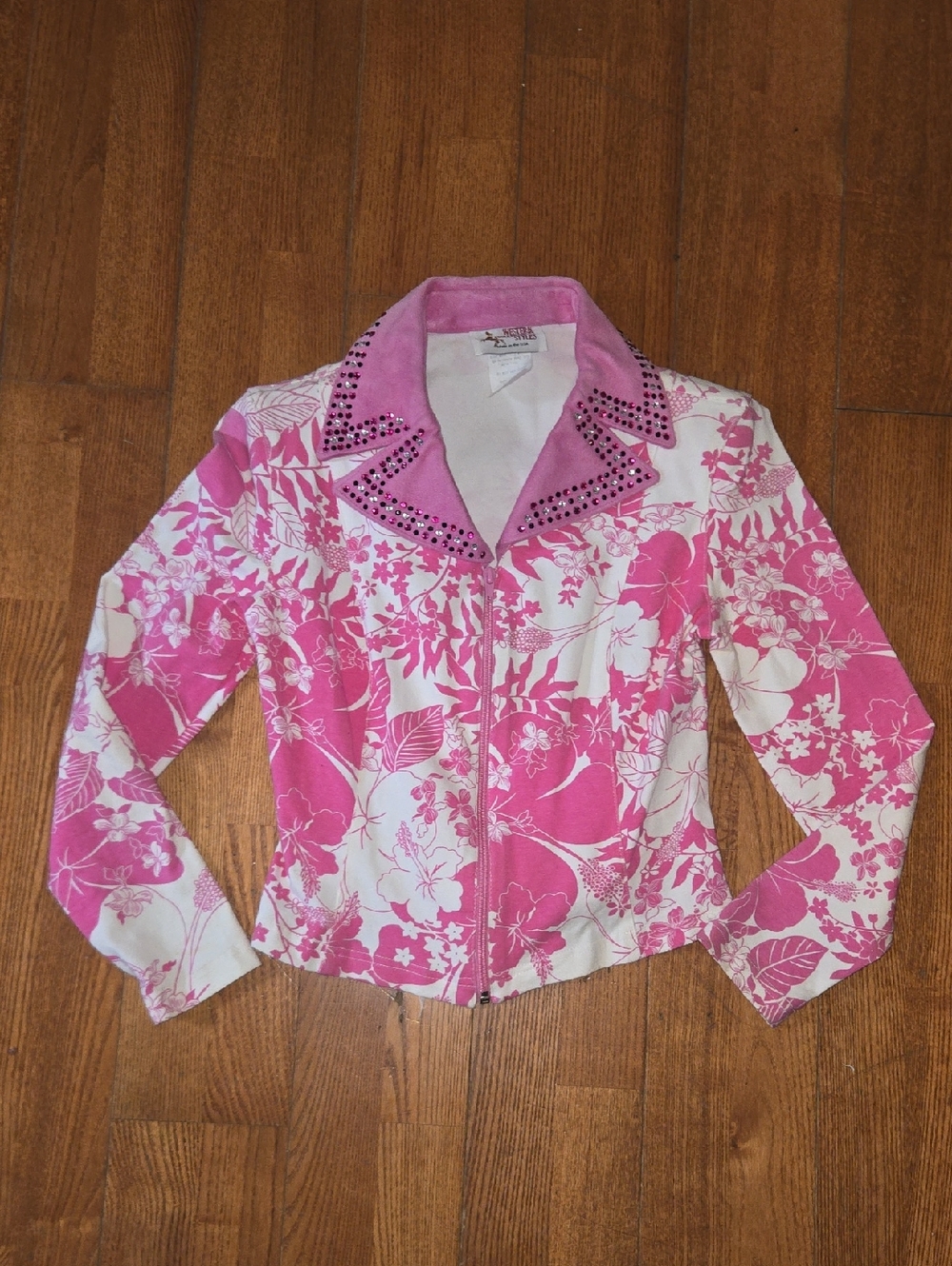 Vintage Pink Western collection Floral Jacket with Studded Collar Size XS - Picture 2 of 7